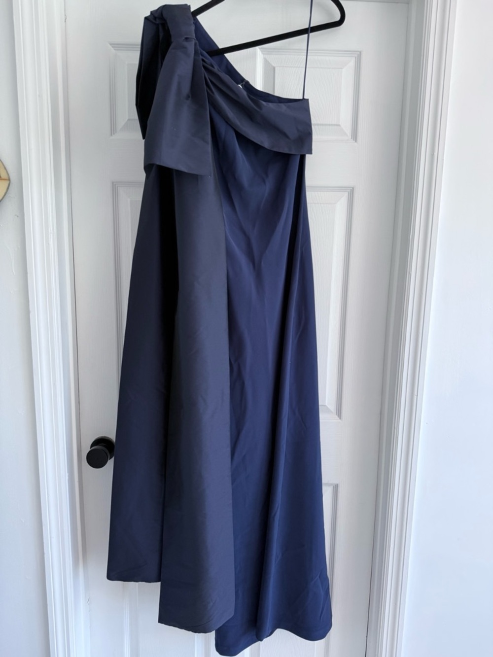 NWT Bernadette Adrian One Shoulder Navy Maxi Gown 36 Statement Bow Evening Dress - Picture 5 of 10